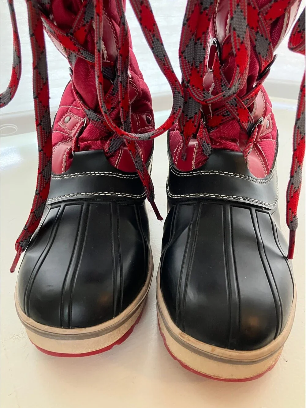 Storm by Cougar Winter Boots Womens 9 Red Duck Boot Faux Fur Waterproof